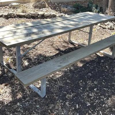 Wooden Picnic Table With Metal Legs