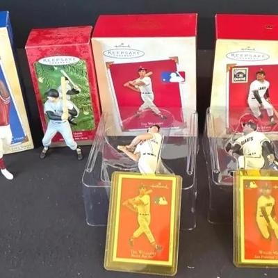 Hallmark Keepsake Ornaments: Willie Mays, Ted Williams, Mickey Mantle & Jerry Rice- Brand New In Box