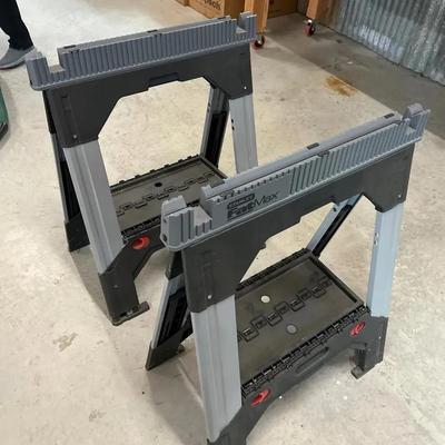 Pair Of Stanley FatMax Adjustable Leg Sawhorses