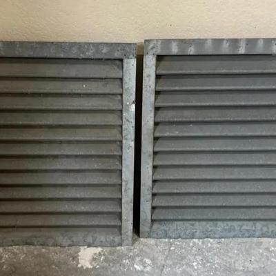 Pair Of Galvanized Tin Louvered Vents