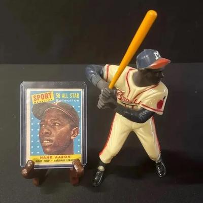Hank Aaron Milwaukee Braves #44 Hartland Plastics Baseball Figurine And Collectors Card