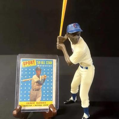 Erine Banks Cubs #14 Hartland Plastics Baseball Figurine And Collector Card