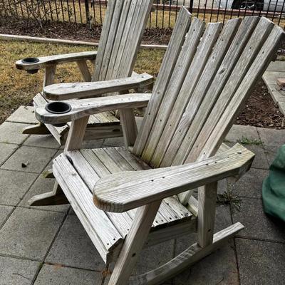 Two wooden rocking chairs