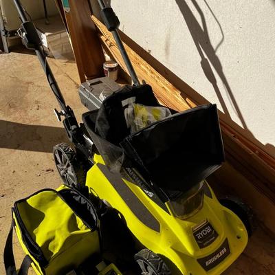 40V Brushless Ryobi Battery Operated Mower plus Ryobi batteries