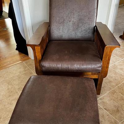 MIssion style glider and matching footstool 