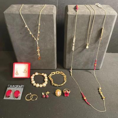 Gold And Red Tone Costume Jewelry 