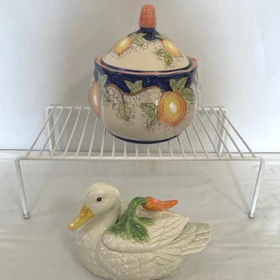 Fitz & Floyd Bird Decor And Ceramic Cookie Jar