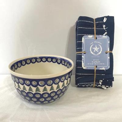 Polish Pottery Boleslawiec 4.75 X 8” 4 Qt Mixing Bowl Unikat C8 Trees