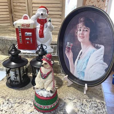 Coca Cola Cookie Canister And Drink Tray With Complementary Decor