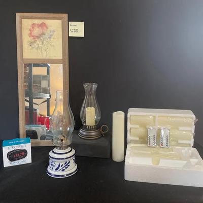 Lanterns, Battery Candles, Mirror And Clock
