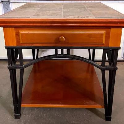 Modern Craftsman Style End Table with Metal Framing