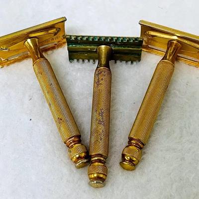 Vintage “Gillette” Gold Metal Razors