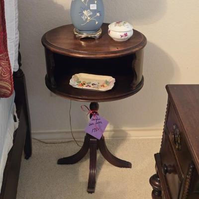 Sale Photo Thumbnail #86: Vintage two-tier drum side table Duncan Phyfe?