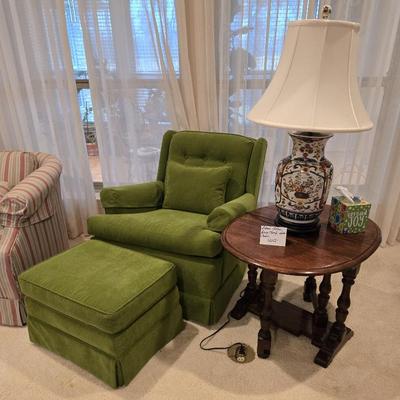 Sale Photo Thumbnail #23: Ethan Allen Drop-leaf Gateleg Side Table/MCM Swivel Rocking Chair with Ottoman