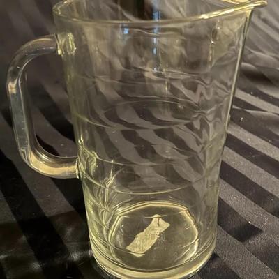 Vintage Clear Glass Pitcher – Ribbed Swirl Design – Handle & Pour Spout