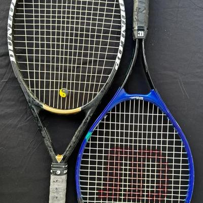 Pair of Vintage Performance Tennis Rackets – Dunlop Hotmelt Carbon & Wilson TX 2000 Super High Beam