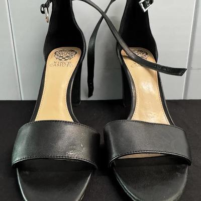 Women’s Vince Camuto Black Leather Ankle-Strap Heels – Size 8M