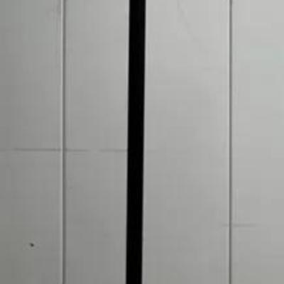 Vintage Torchiere Floor Lamp w/ Ribbed Frosted Glass Shade – Black & Brass Base 
