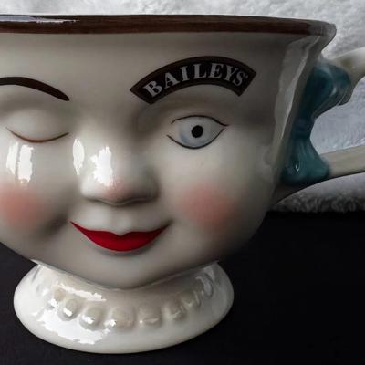 Baileys “Yum” Winking Face Teacup Mug – Figural Ceramic – Made in China