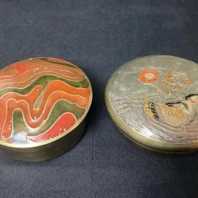 Vintage Brass and Enamel Trinket Boxes