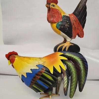 Roosters - Wood and Metal