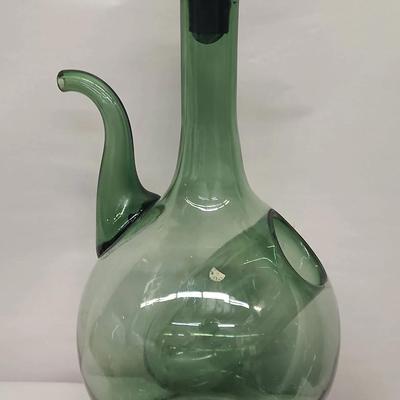 Italian Green Glass Wine Chiller Decanter 
