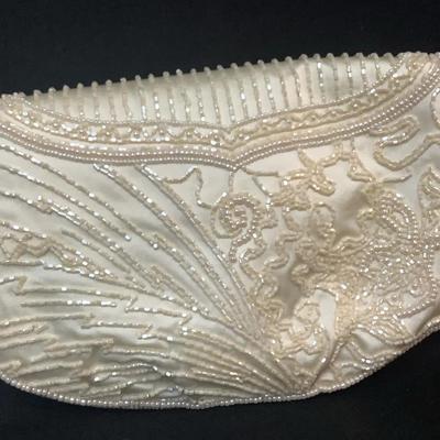 Hashimoto White Beaded Evening Bag