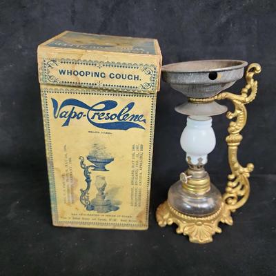 1890s Vapo-Cresolene Whooping Cough Vaporizer w/ Original Box