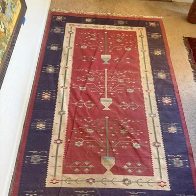 Turkish Kilim Flatweave Wool Rug w/ a "Tree of Life" Motif