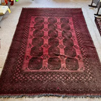 Turkmen Elephant Foot Design Rug Deep Red, Wool
