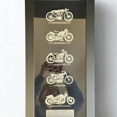 Harley Davidson Legendary H-D Racing Machines Framed Pewter Display Set