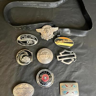 Harley-Davidson Collection of Belt Buckles and Leather Belt