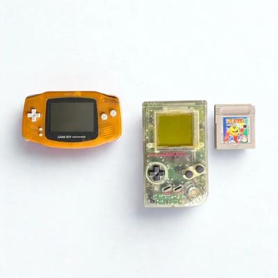 Nintendo Game Boy Lot: "Play It Loud" Clear Console, Translucent Orange GBA & Pac-Man