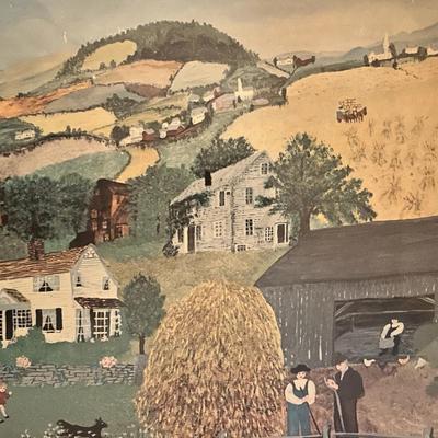 Grandma Moses Style Vintage Art Print - "Hoosick Falls, New York in Winter" - Americana Folk Art