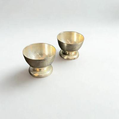 Pair of Vintage Sterling Silver Open Salt Cellars - Classic Footed Tableware