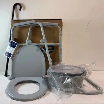 BQ116 Folding Commode + Walking Cane