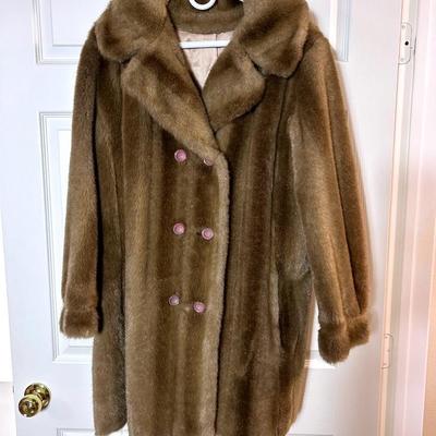 BE977 Dubrowsky & Joseph 1960s Womens Faux Fur Plush Cost (L)