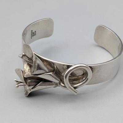 Sterling Silver Artisan Calla Lily Cuff Bracelet