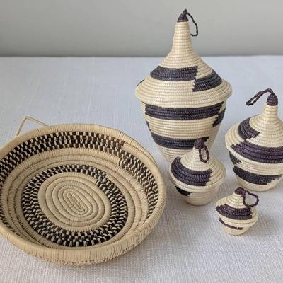 Rwandan Tutsi Nesting Baskets and Tray