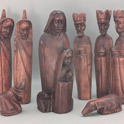 Rwandan Carved Wood Nativity