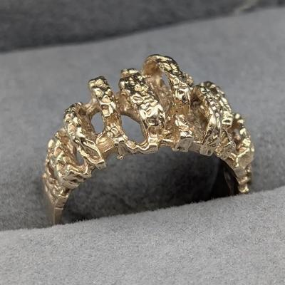 14K Gold Brutalist Pond Ring