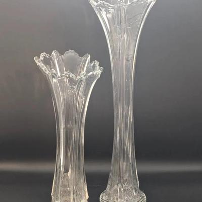 John Higbee EAPG Swung Glass Vases