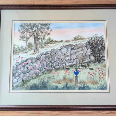 Watercolor by Jerry Steffen - Fieldstone Fence 