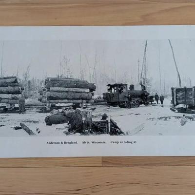 Antique Anderson & Bergland WI Logging Camp Photo