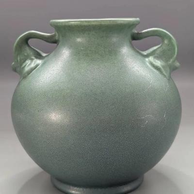 1930's RumRill Red Wing Vase with Elephant Handles