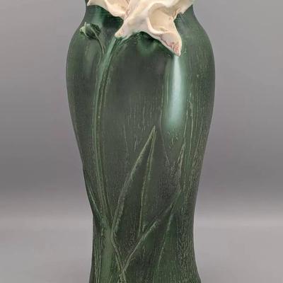 Ephraim Faience Pottery Signed White Iris Vase