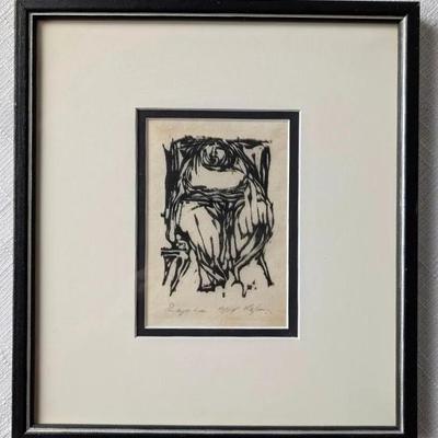 1920's Signed Linocut