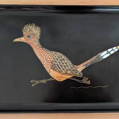 Mid Century Couroc of Montery Roadrunner Tray