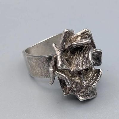 Signed Kaare Scandinavian Brutalist Sterling Ring