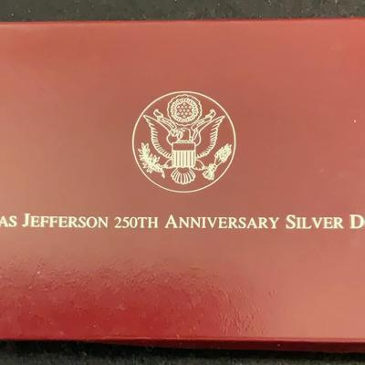 Thomas Jefferson 250 Anniversary Silver Dollar Uncirculated  – 1993